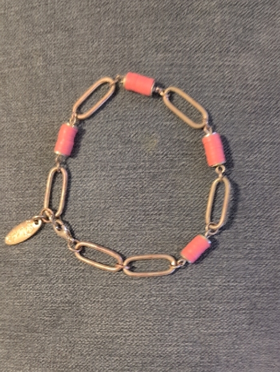 Plunder Jewelry - Plunder Gold-Tone Chain Bracelet with Coral Orange Discs